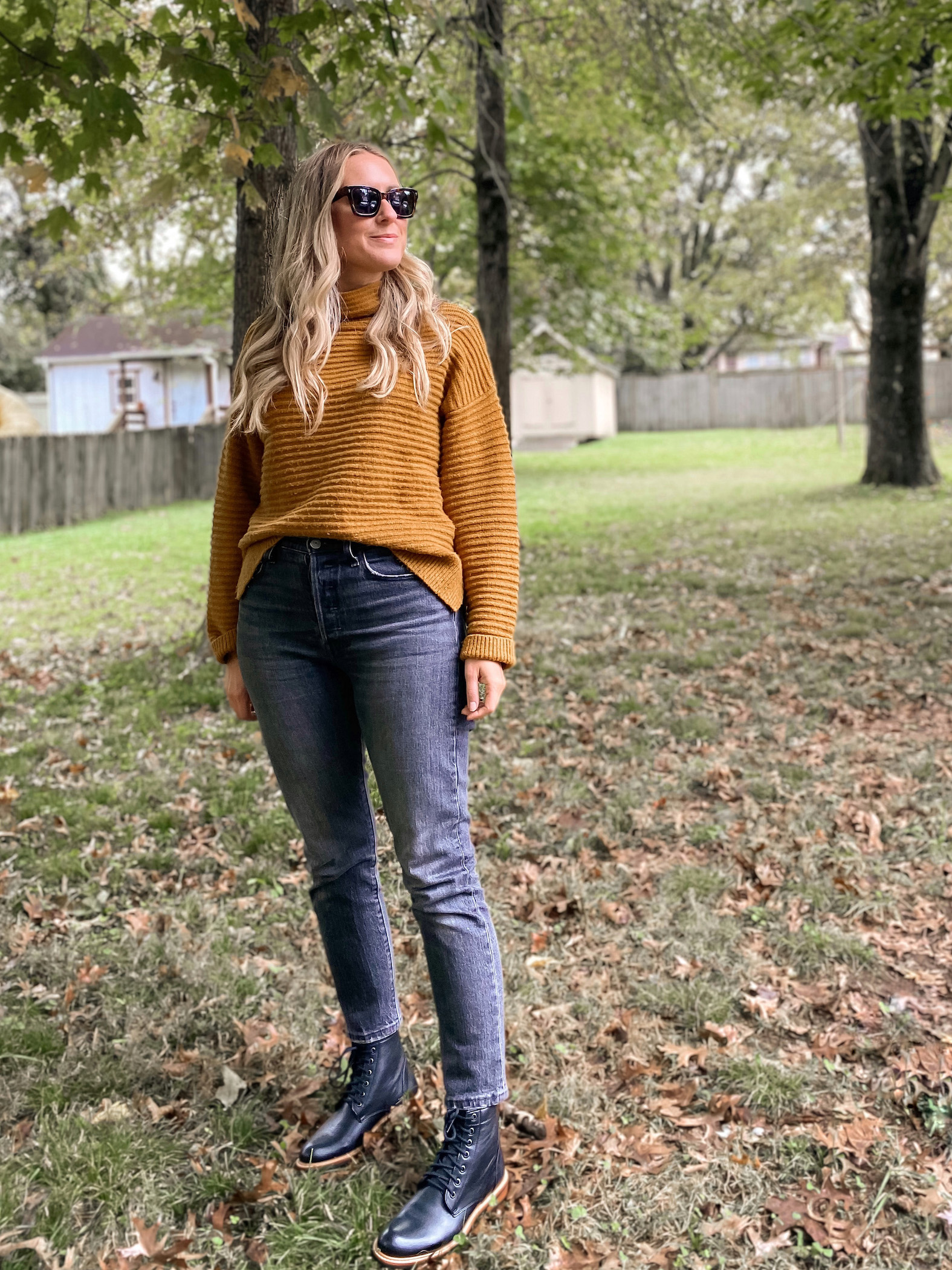 Five Outfits with Nisolo Amalia Black Combat Boots 